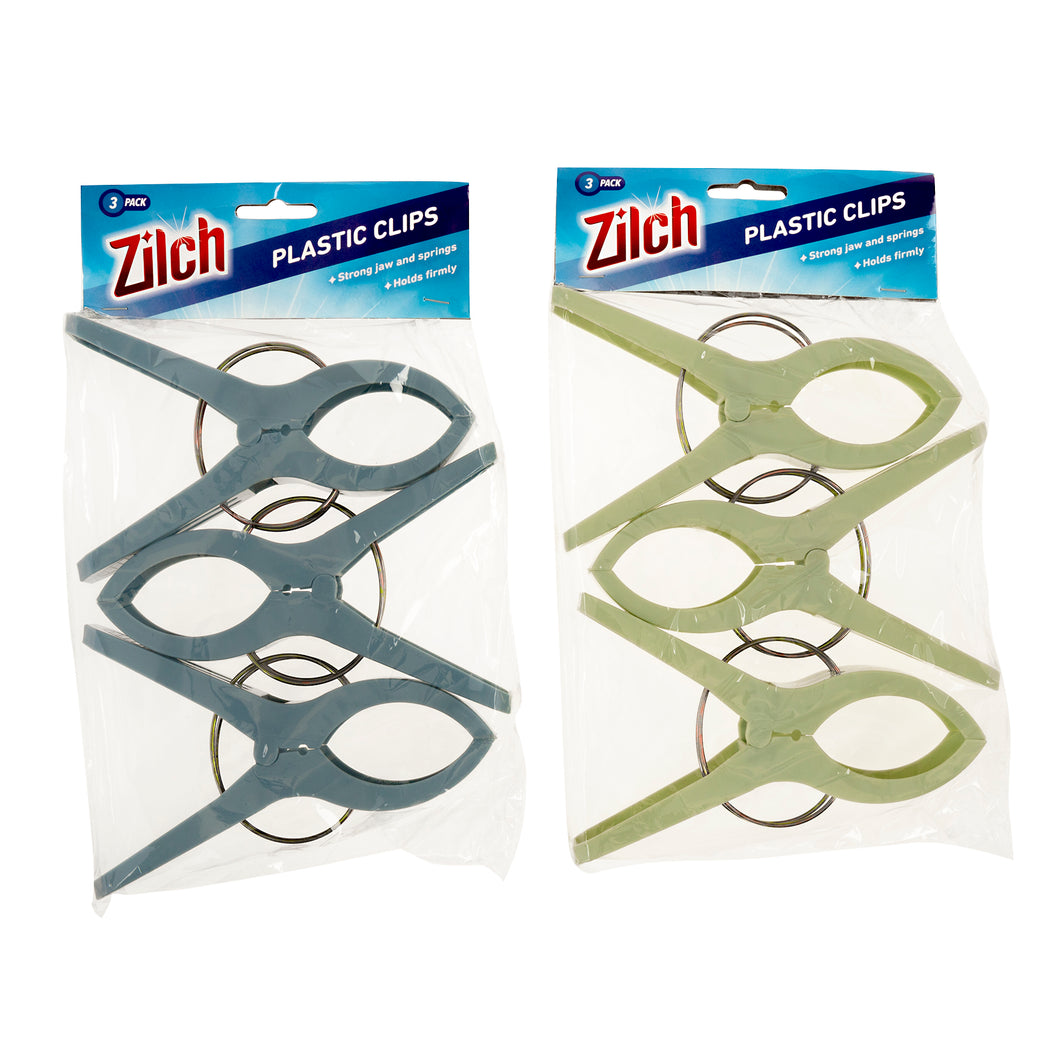 Clips Large 3pk 15x2.5x10cm Asst Col