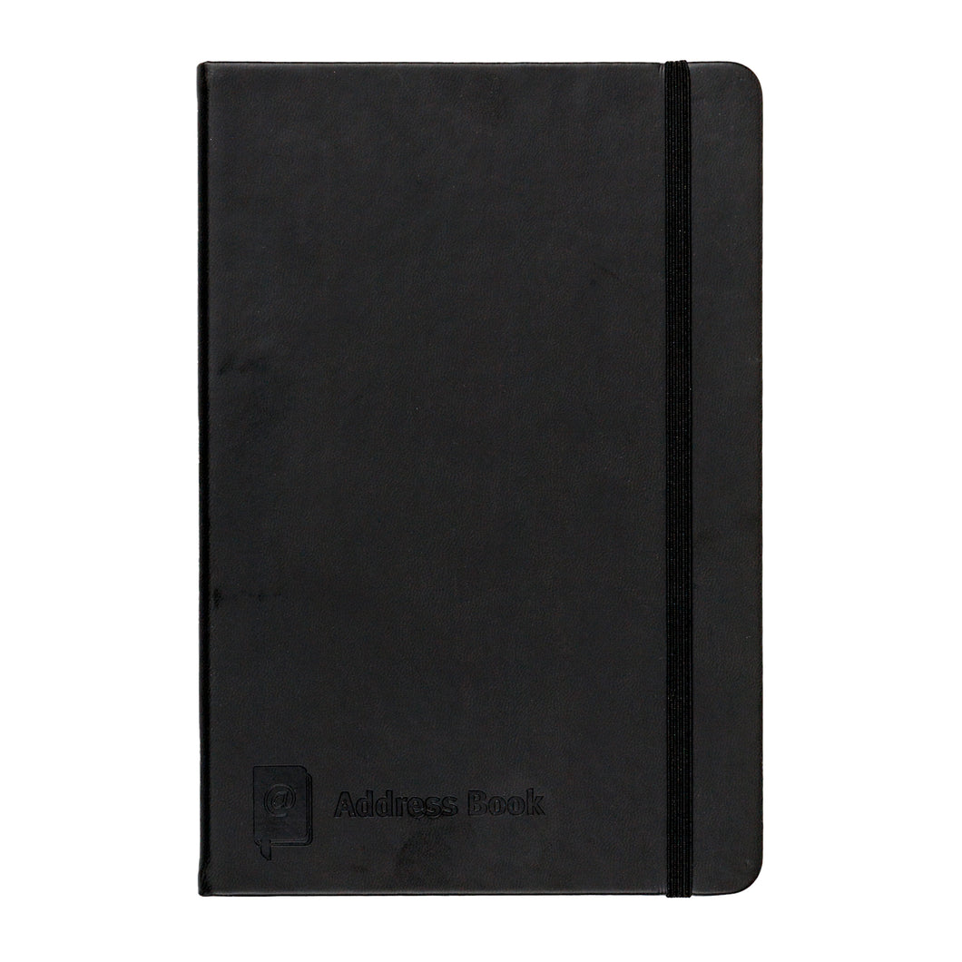 Address Book PU Cover Black A5 w Elastic