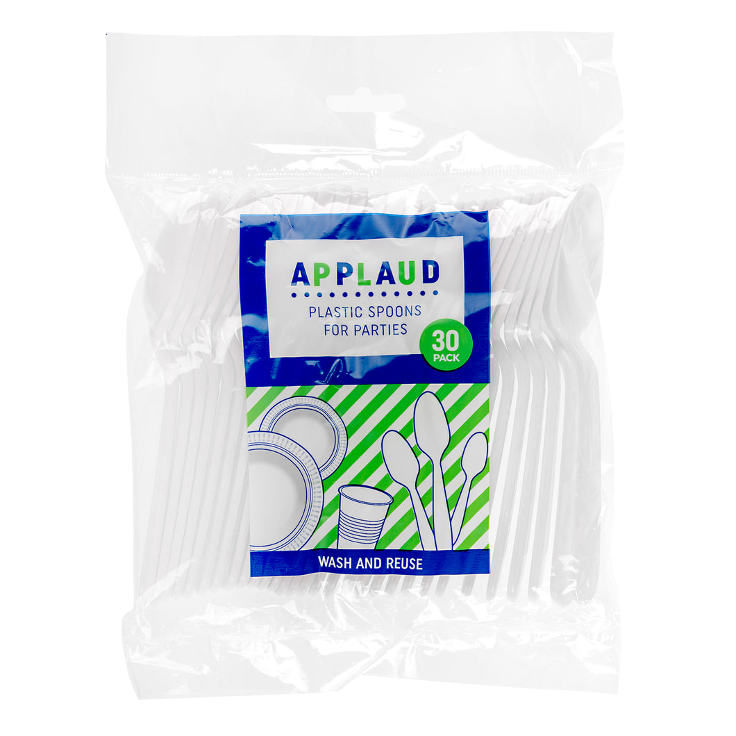 Spoon White Plastic Pk30 PP Heavy Duty