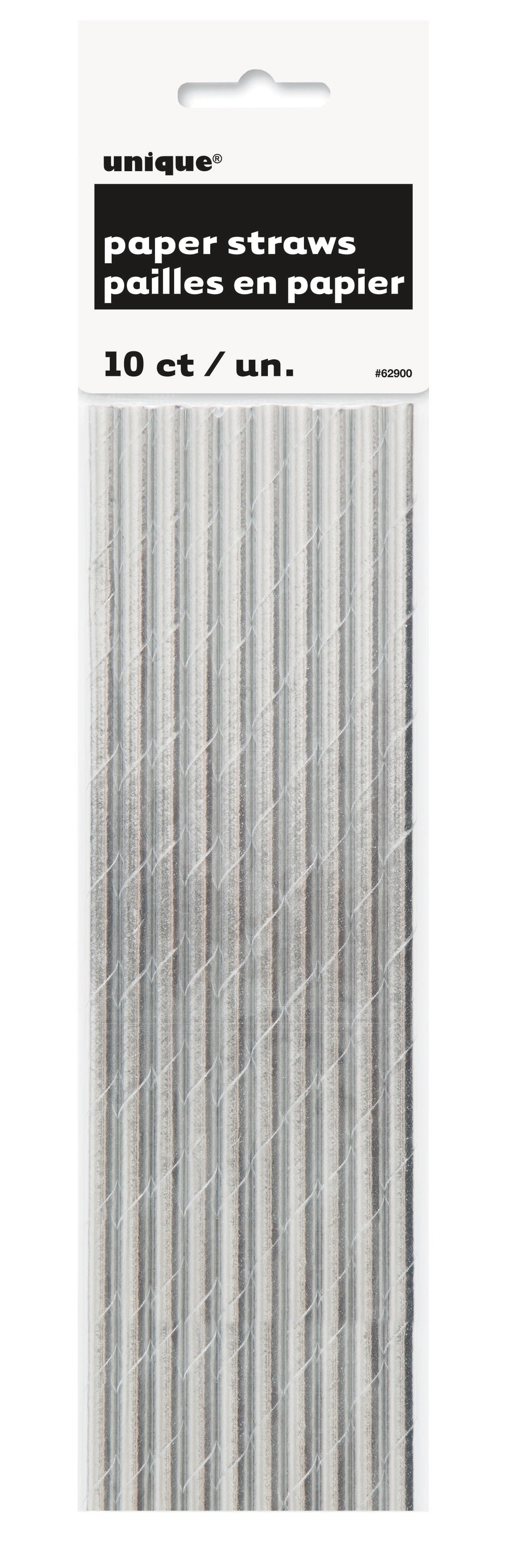SILVER FOIL 10 PAPER STRAWS