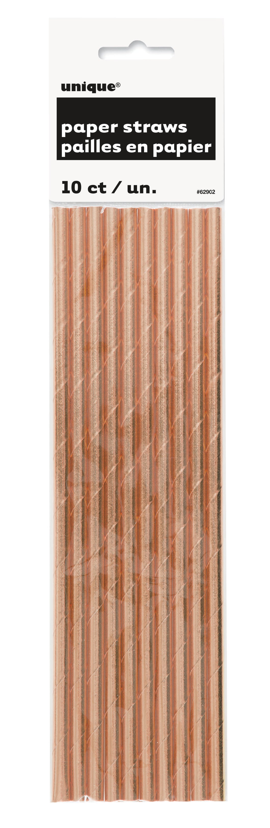 Rose GOLD FOIL 10 PAPER STRAWS