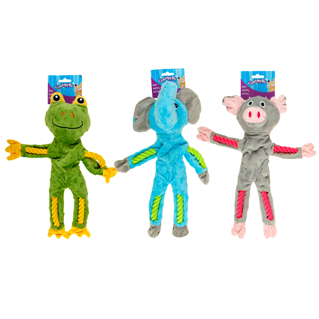 Dog Toy Plush Animal Character 39x32cm 3 Asstd