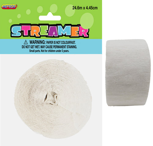 CREPE STREAMER - BRIGHT WHITE Supplier: Meteor Party