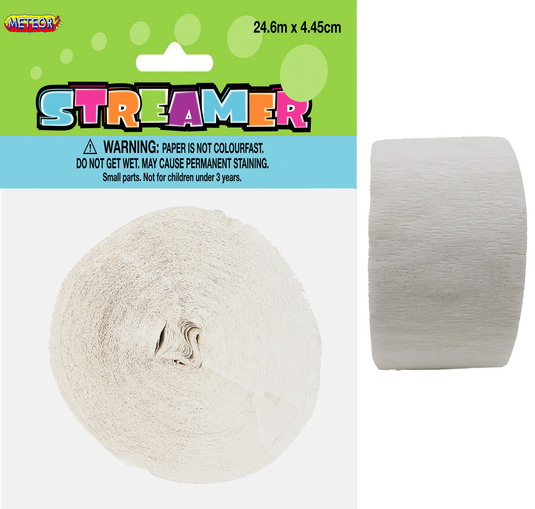 CREPE STREAMER - BRIGHT WHITE Supplier: Meteor Party