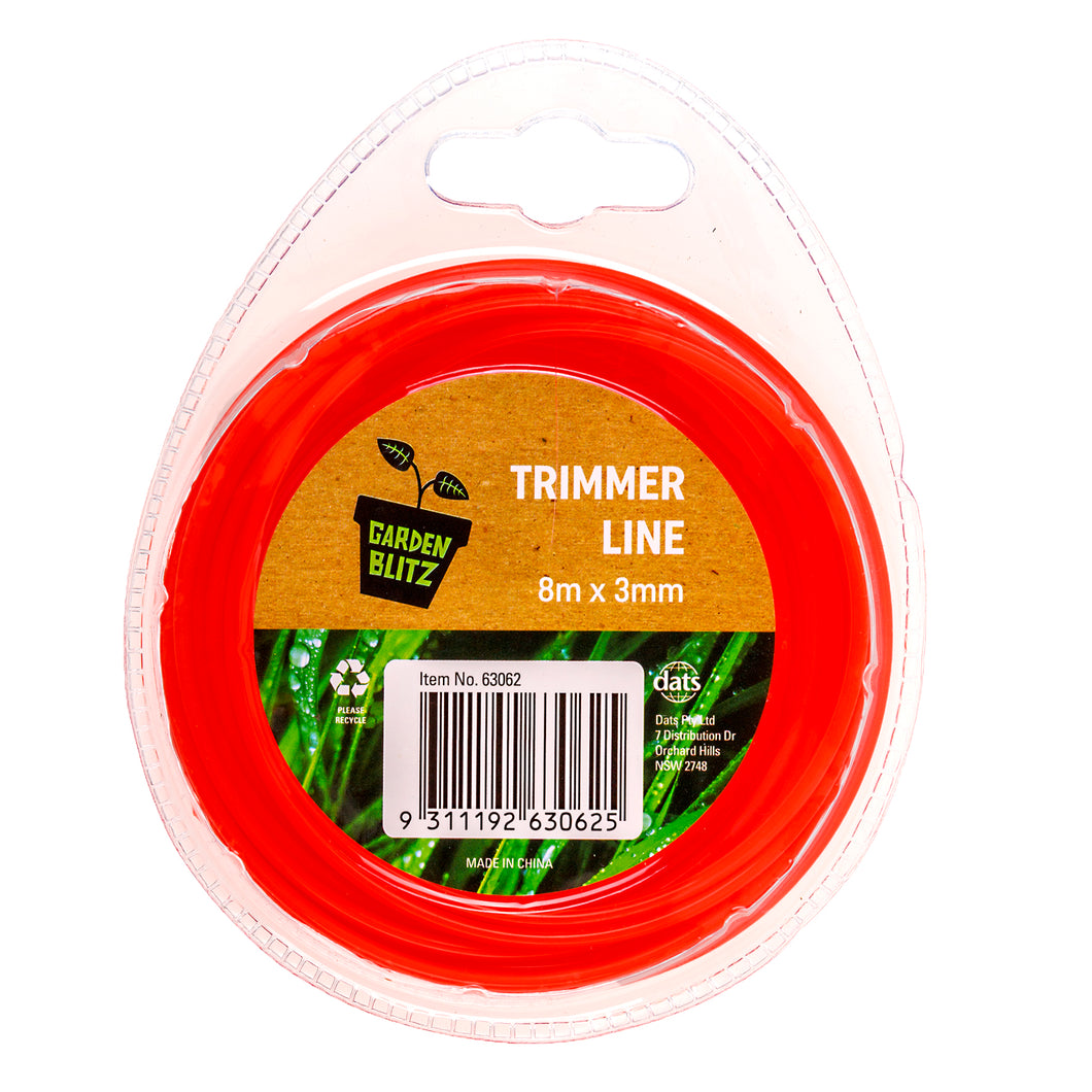 Garden Trimmer Line 8m x 3mm Red