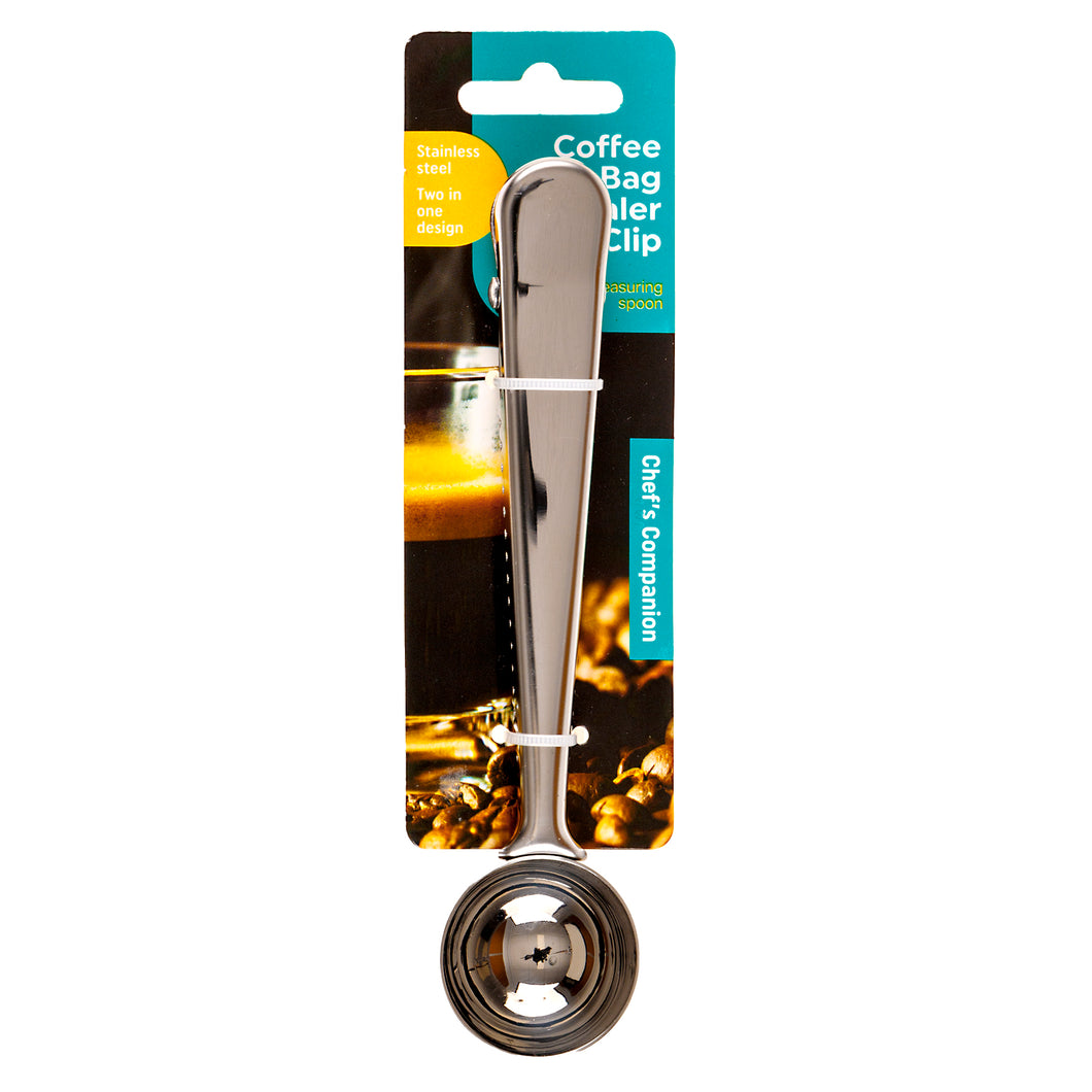 Coffee Sealer Clip w Measuring Spoon 16x3.5cm Stainless Steel