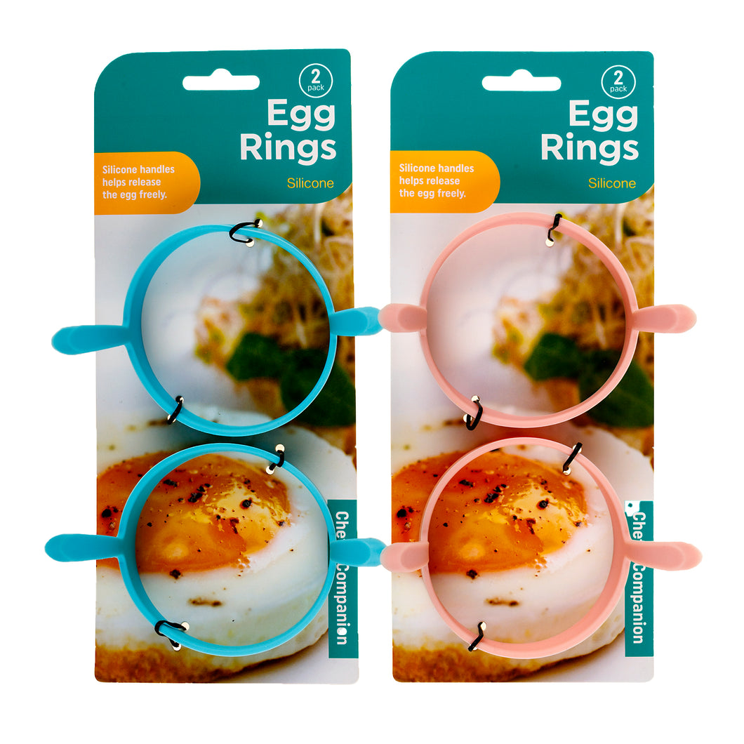Egg Rings 2pk Silicone 2 Asstd Cols Dia8cm