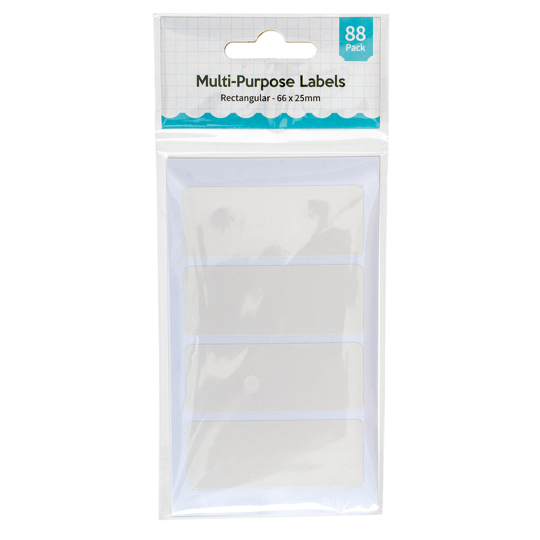 Label Rectangle White Multi Purpose 66x25mm 88pk