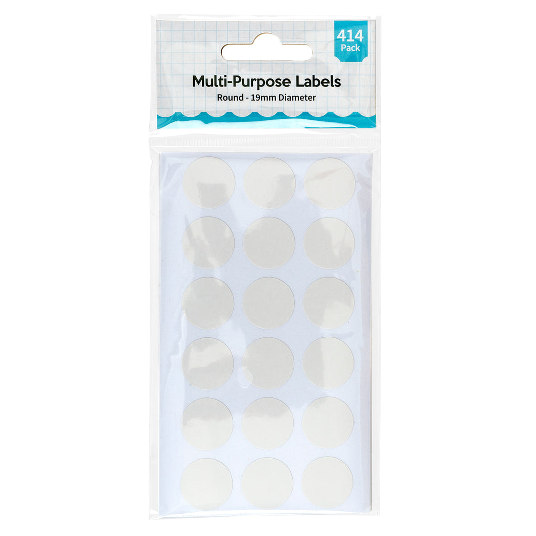 Label Round White Multi Purpose 19mm 414pk
