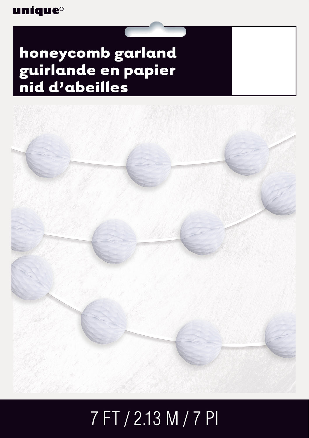 H/COMB BALL GARLAND 7ft -WHITE Supplier: Meteor Party