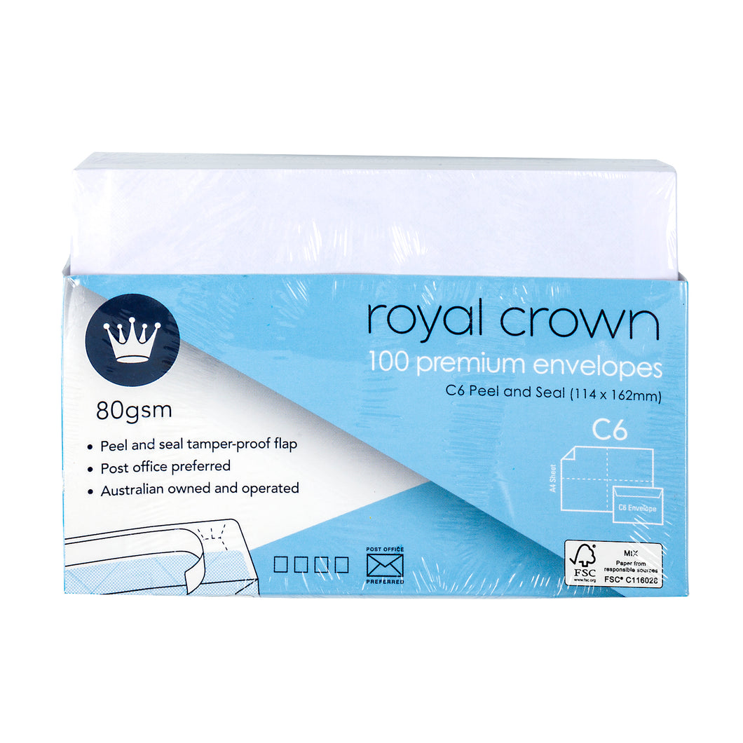 Envelope White Wallet P&S Lining C6 100pk P7.6 FSC Mix 70%