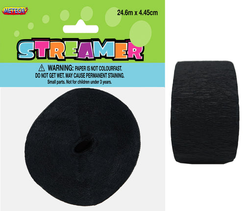 CREPE STREAMER- MIDNIGHT BLACK Supplier: Meteor Party