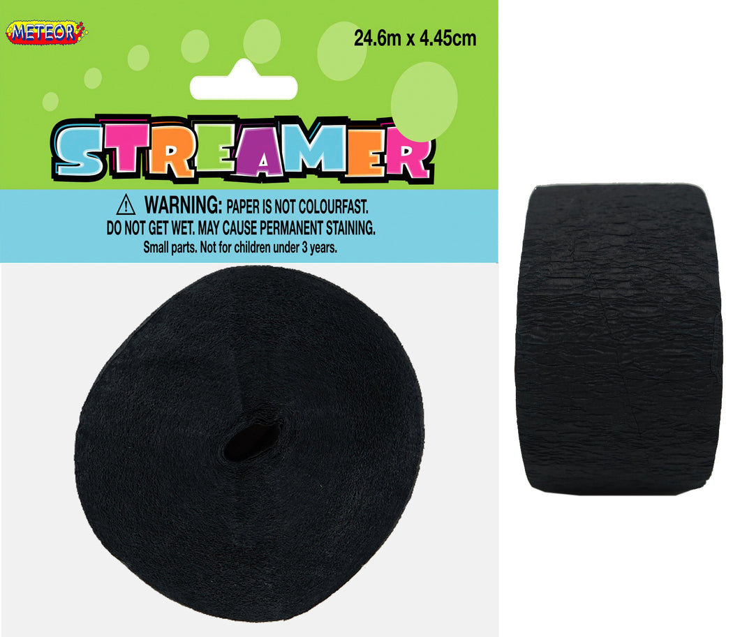 CREPE STREAMER- MIDNIGHT BLACK Supplier: Meteor Party