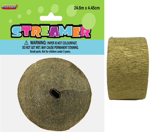 CREPE STREAMER - METALLIC GOLD Supplier: Meteor Party[