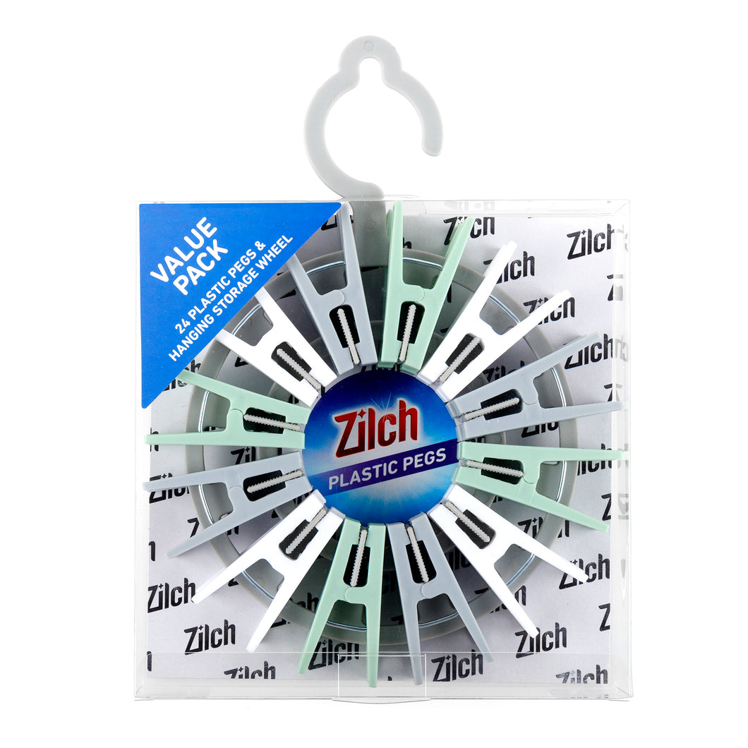 Pegs Plastic w Storage Wheel 24pk