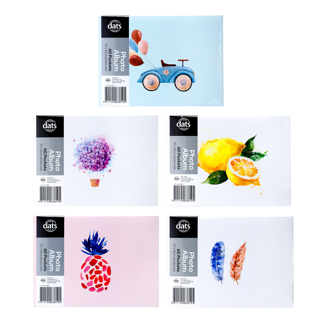 Album Photo Printed Design Cover 60,160,240 Pockets 5 Asstd Des