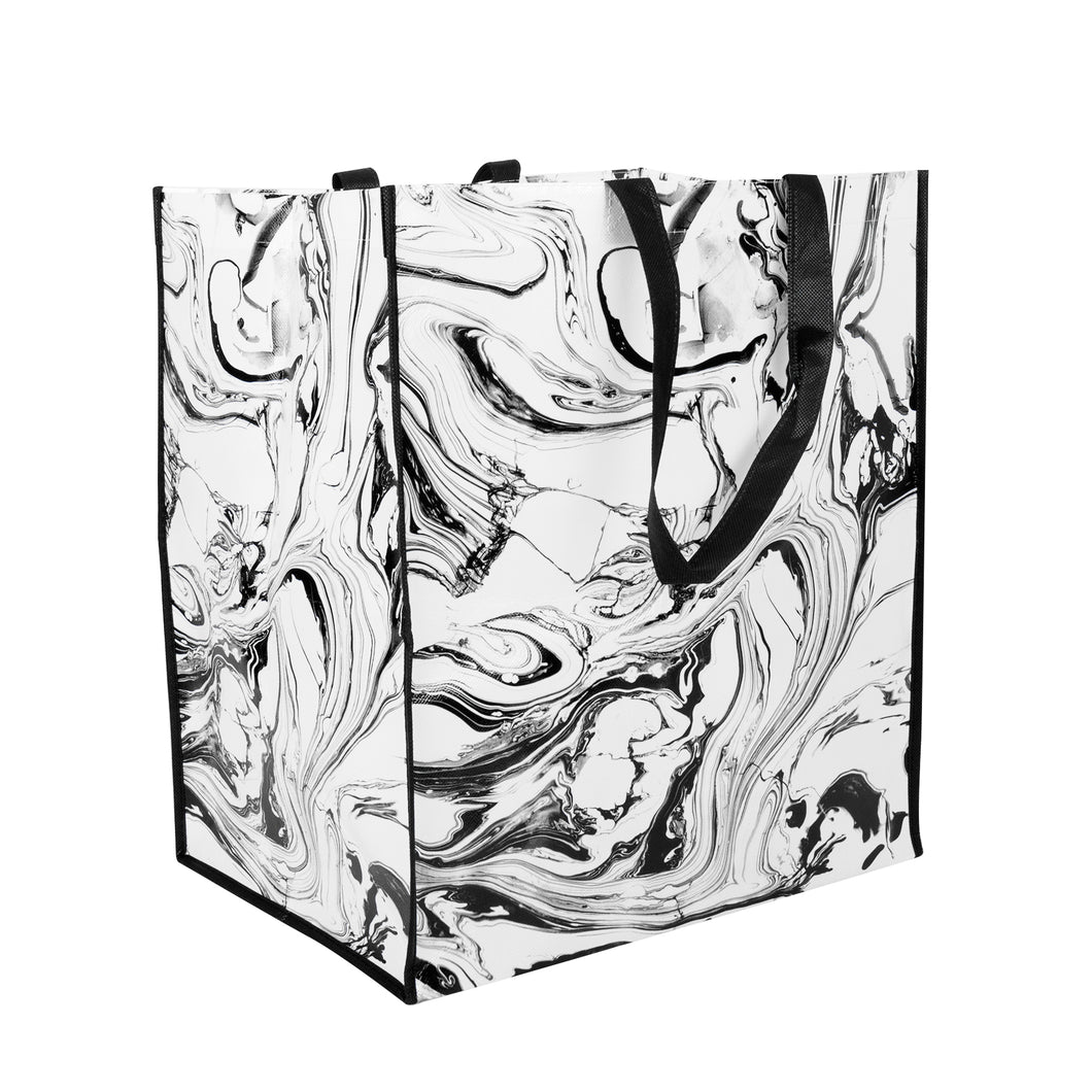 Shopping Bag Non Woven Black & White Marble 43x38x28cm