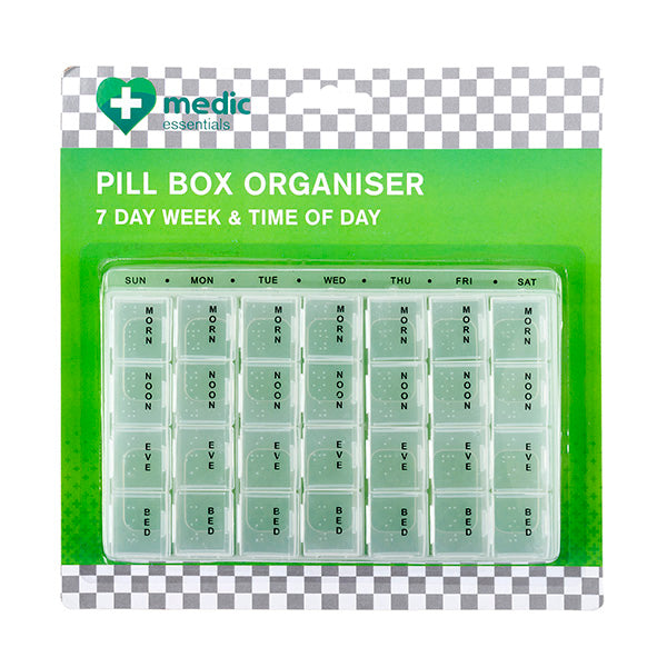 Pill Box Organiser 7 Day Week & Time 17x11x2cm