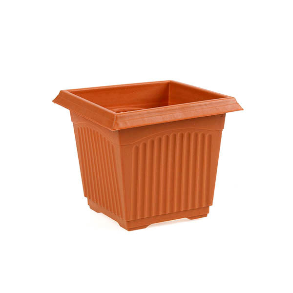 Plastic Pot Square 16.5x14cm Terracotta