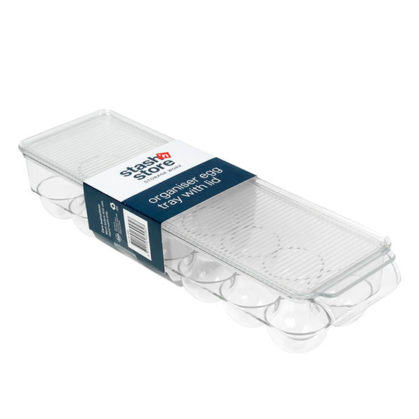 PET Organiser Tray Egg w Lid 37x11x7.8cm