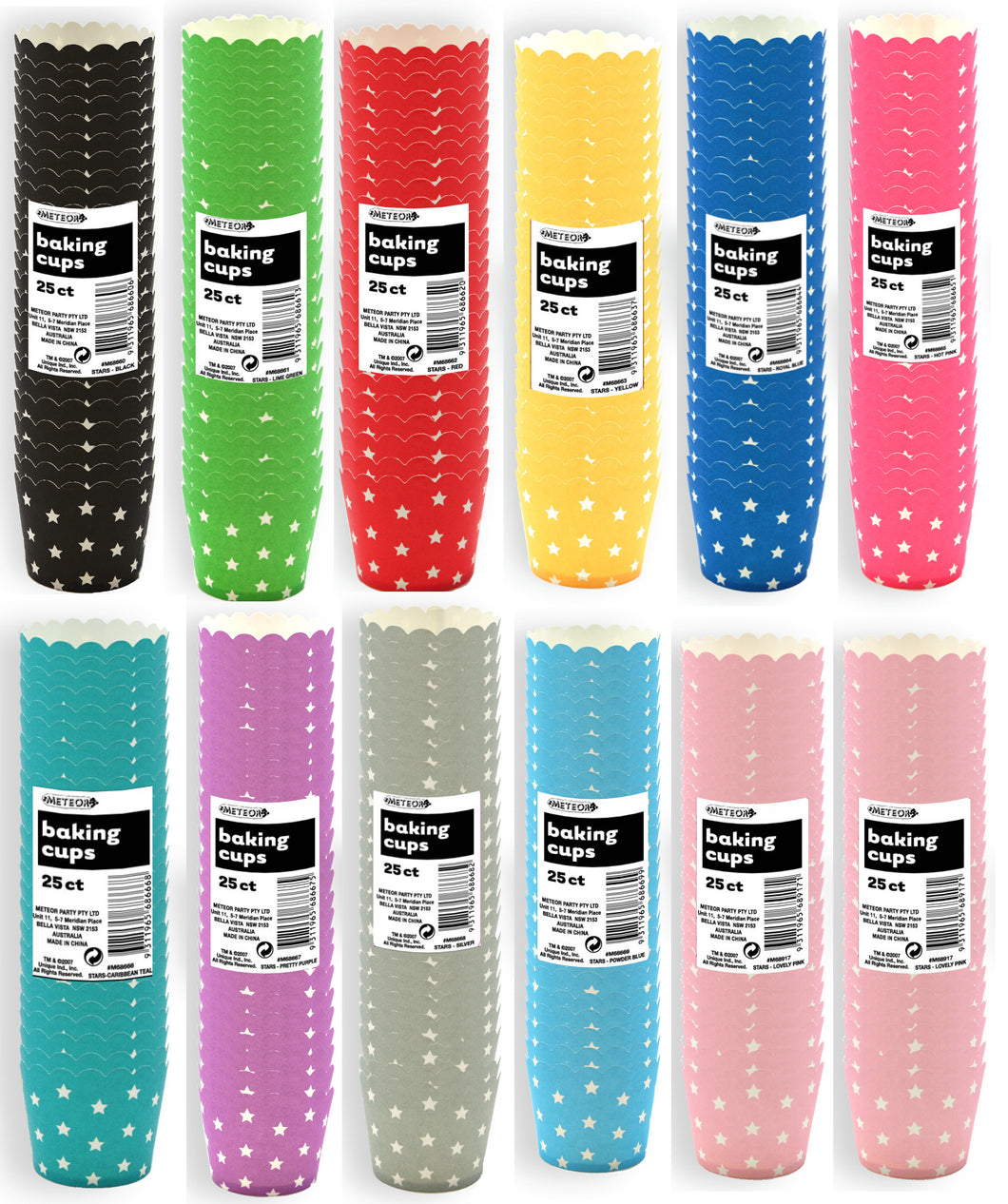 STARS 25 BAKING CUPS - ASST