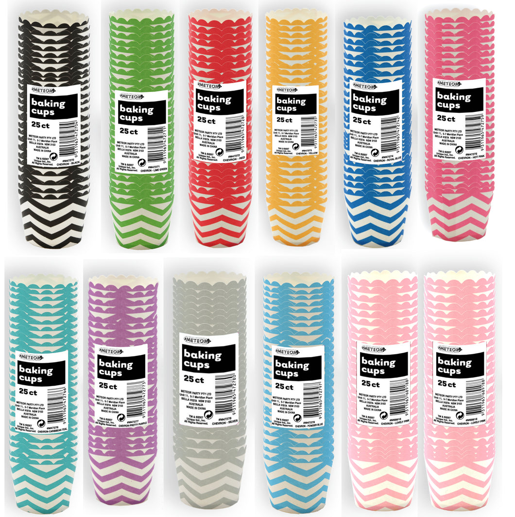 CHEVRON 25 BAKING CUPS - ASST