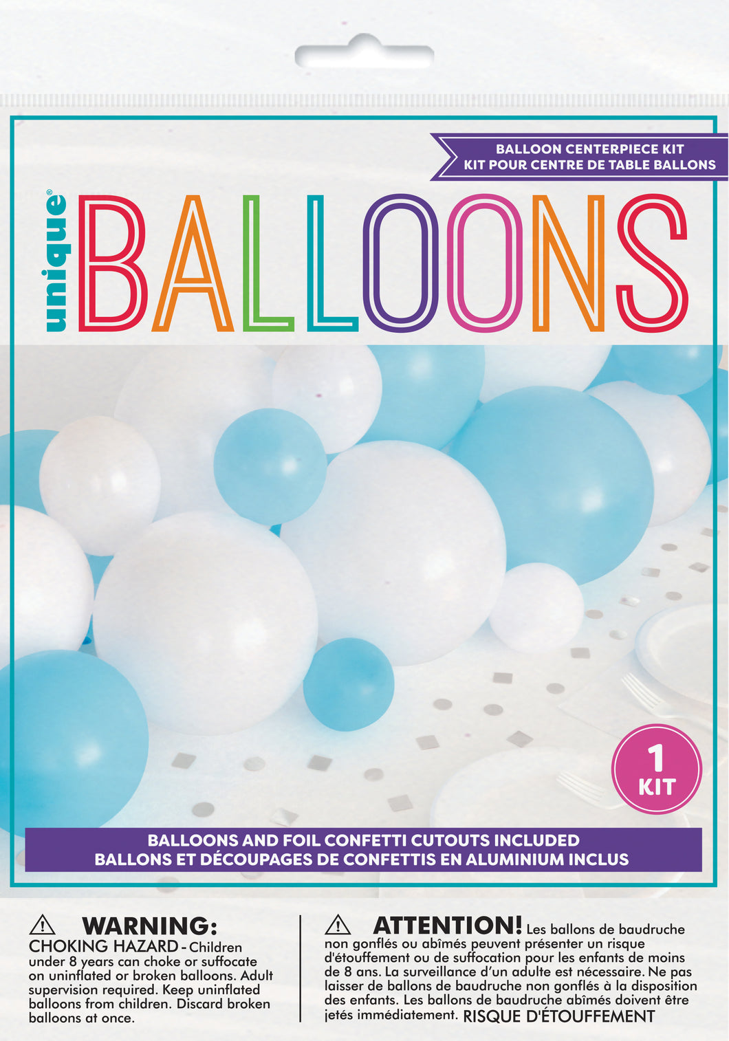 BALLOON CENTRE PIECE KIT - BLUE/WHITE