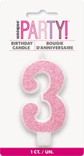 Load image into Gallery viewer, NUMERAL CANDLE 0 to 9 - PINK
