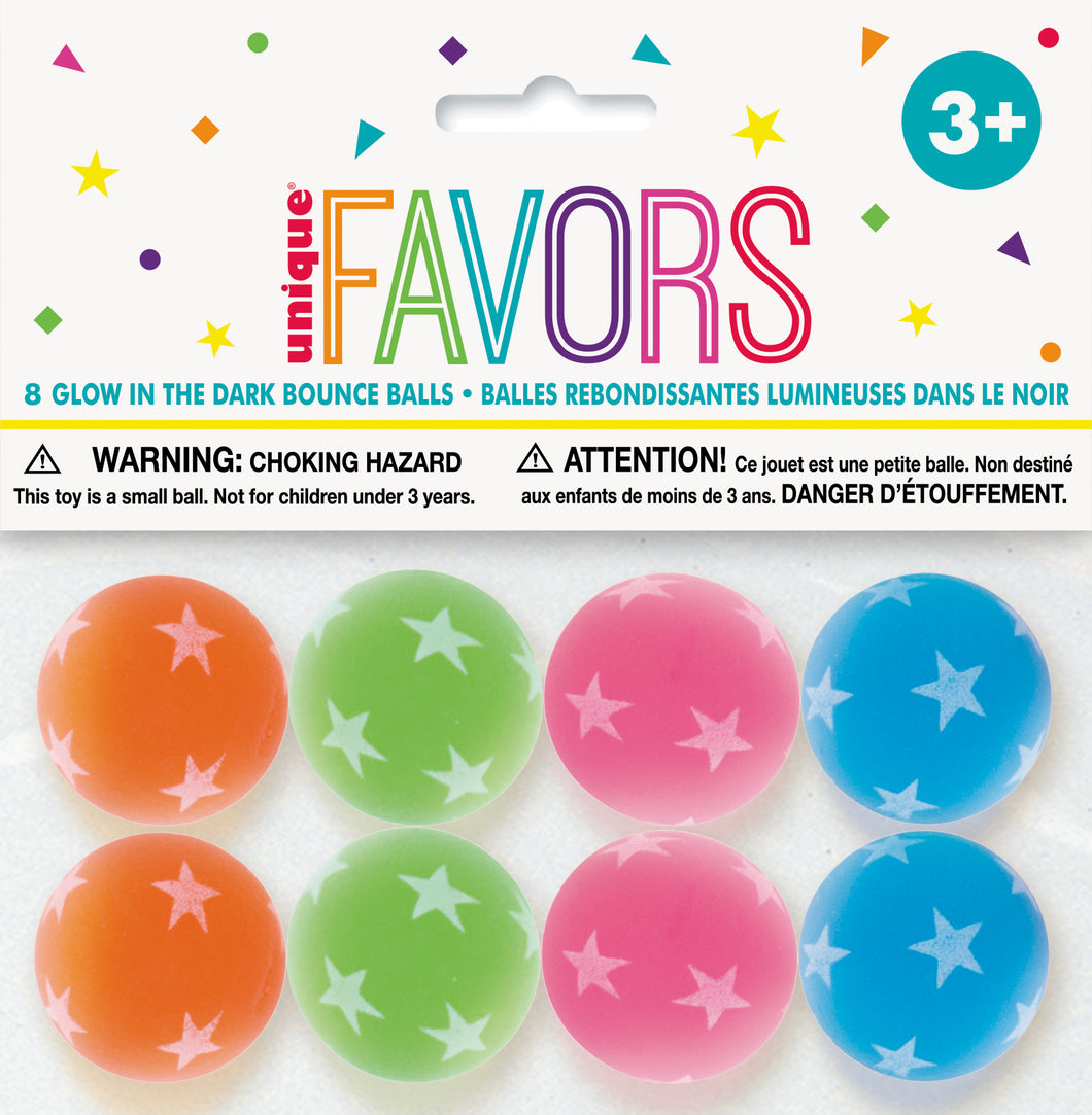 8 BOUNCE BALLS - 32.5mm GLOW