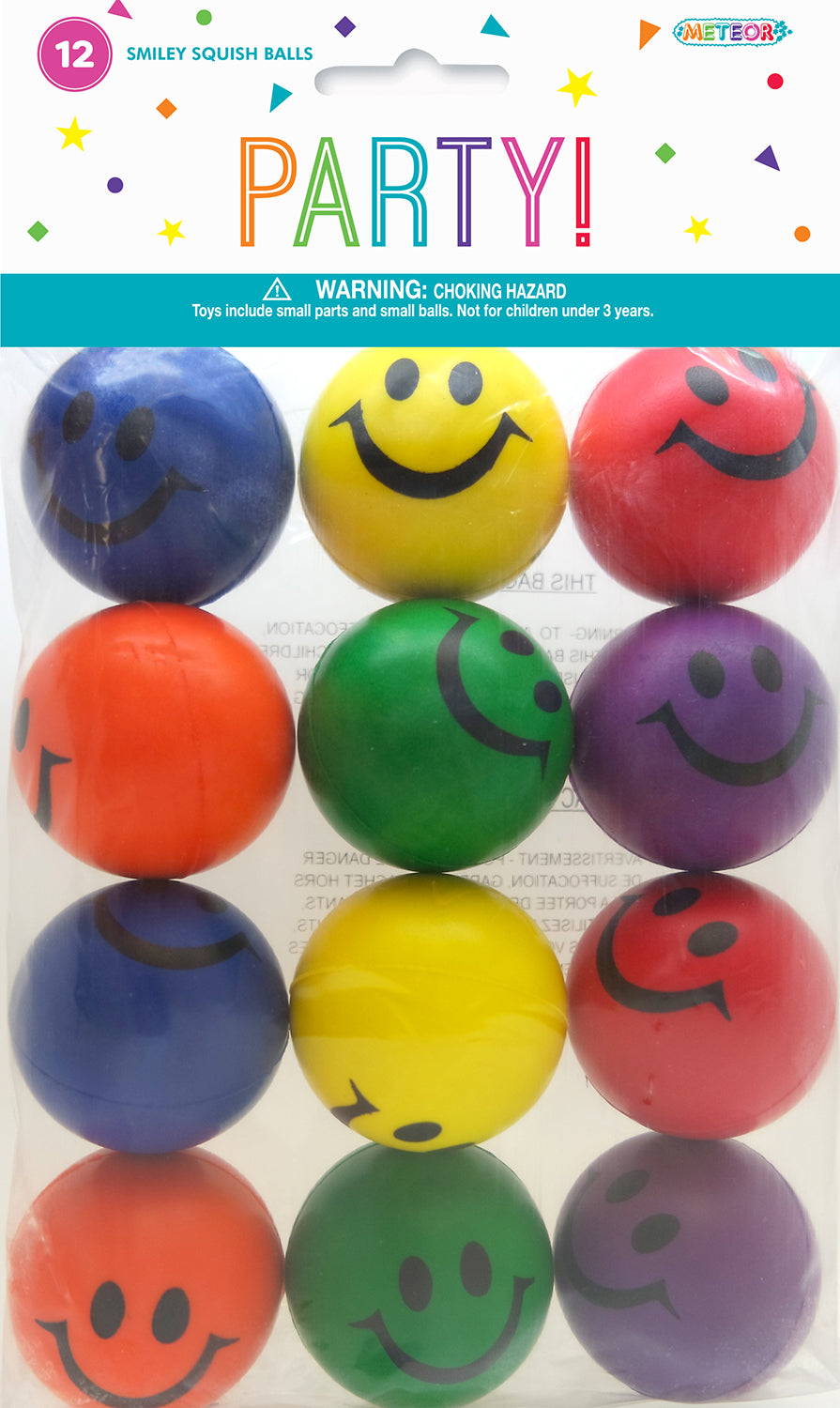 12 SMILEY SQUISH BALLS