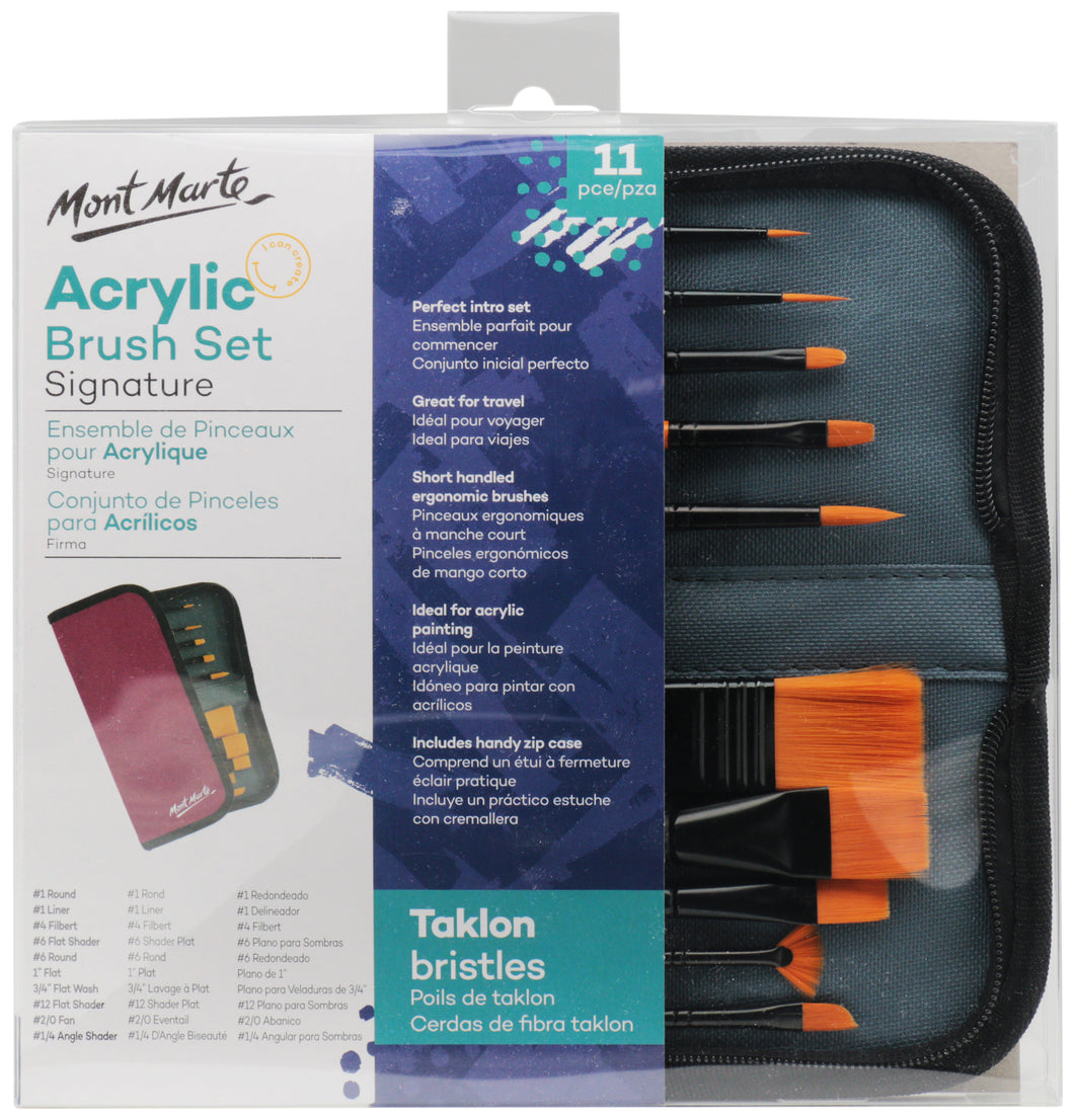 Monte MarteBrush Set in Wallet 11pc - Acrylic