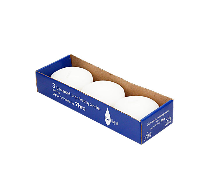 Candle Floating Large 3pcs /Pk-White