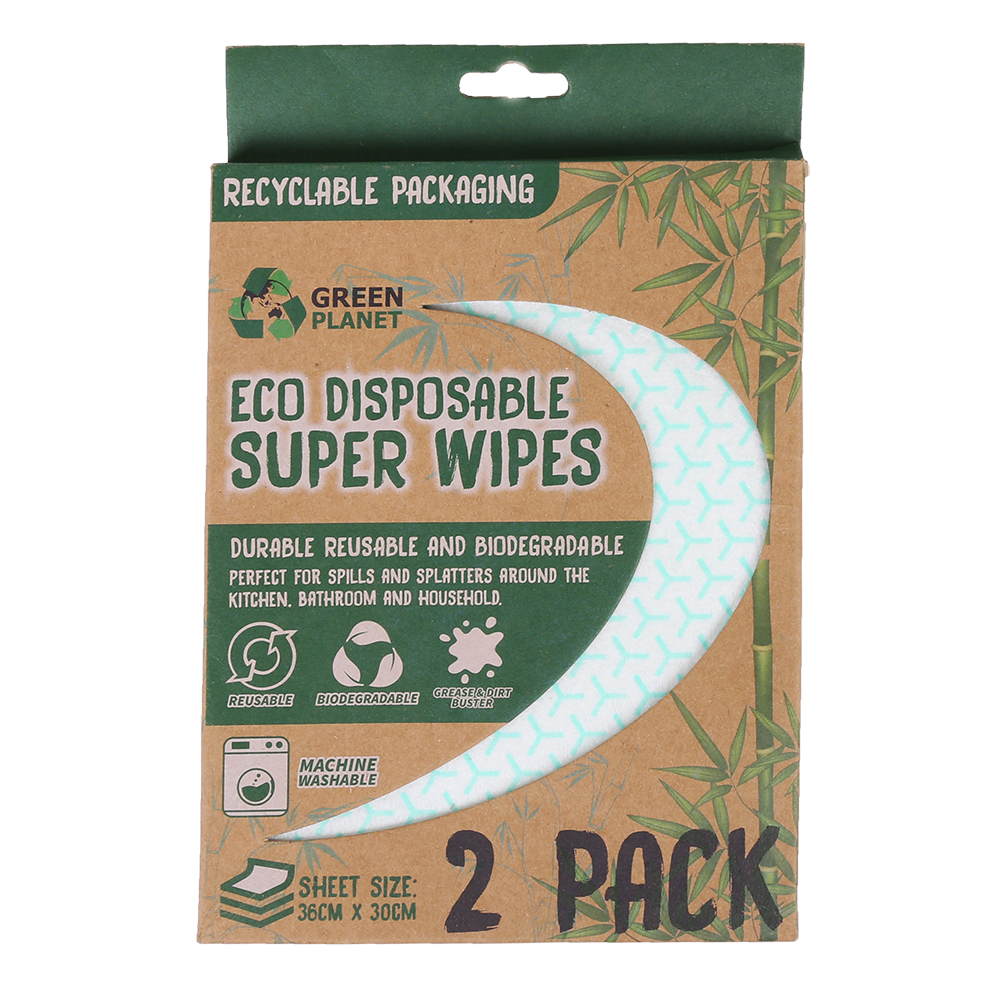 Eco Absorbent  Disposable Wipes Pk2