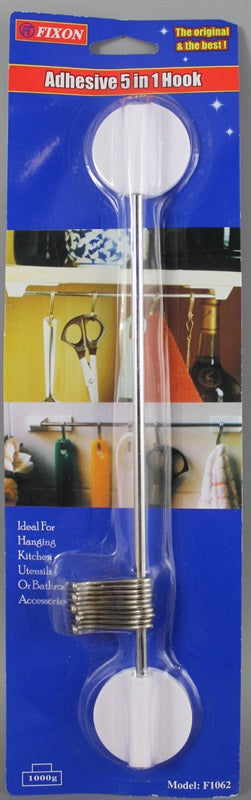 Adhesive Rail Metal 5 Hooks