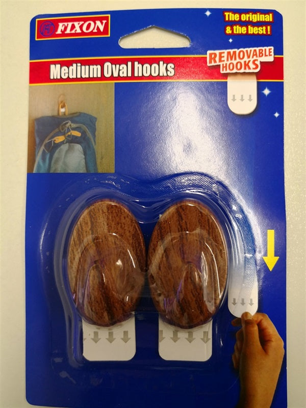 Removable Hook Medium Oval Wood