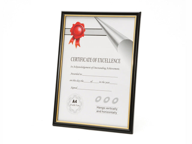 A4 CERTIFICATE FRAME BLACK/GOLD