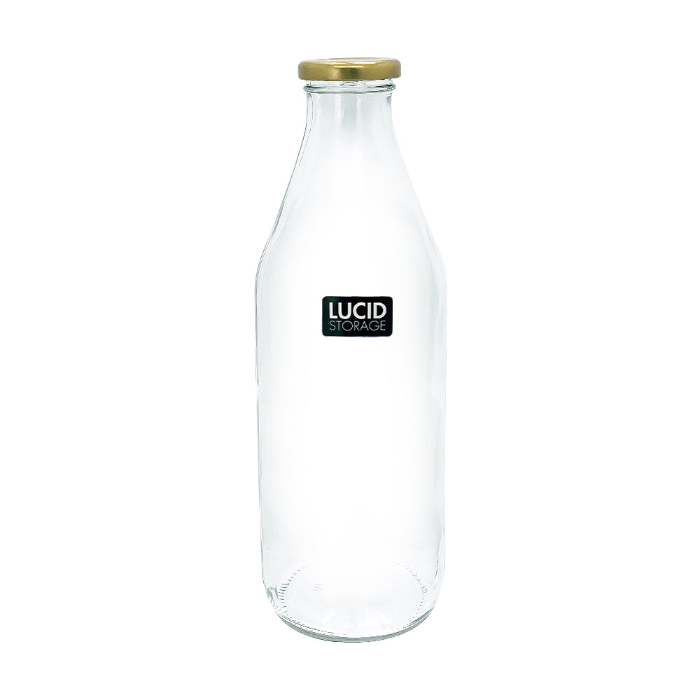 Glass Bottle Golden Lid 1L 26.2cm