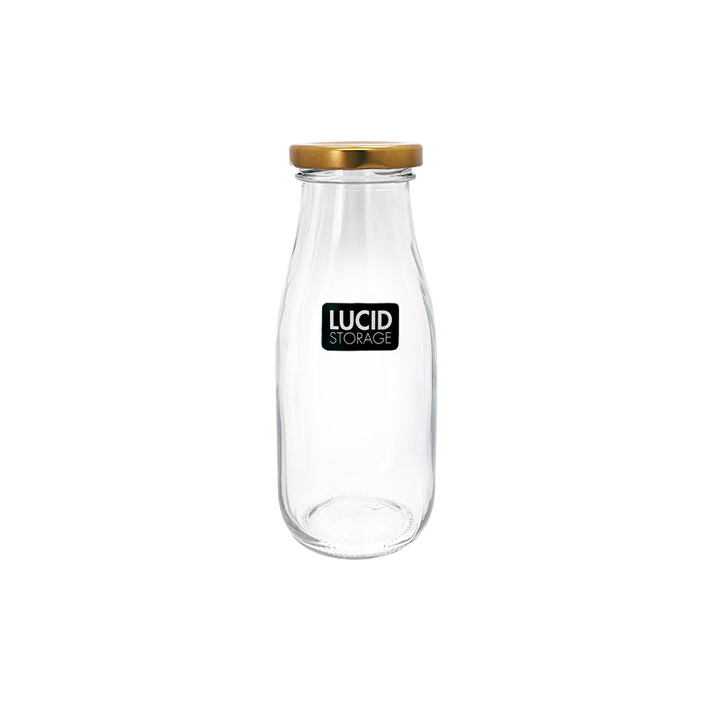 Glass Bottle Golden Lid 300ml 15.3cm