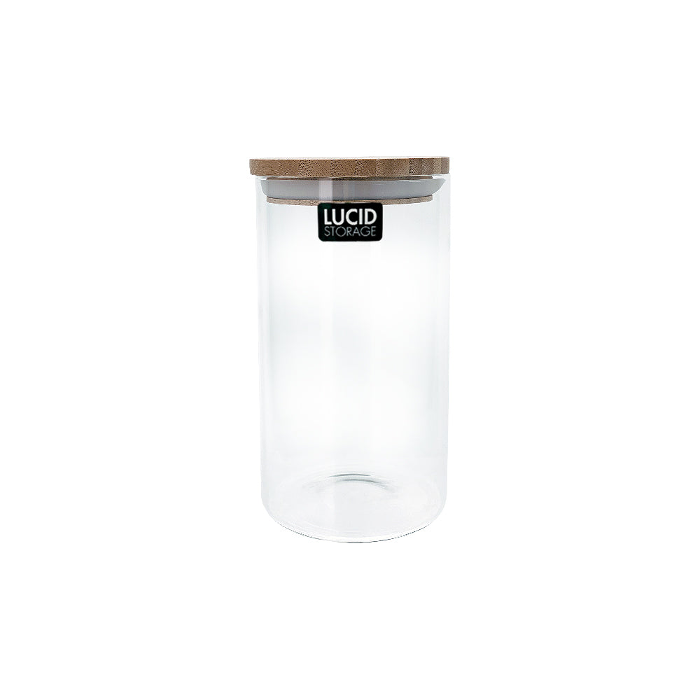Glass Round Jar Wood Lid 830ml 17.2cm