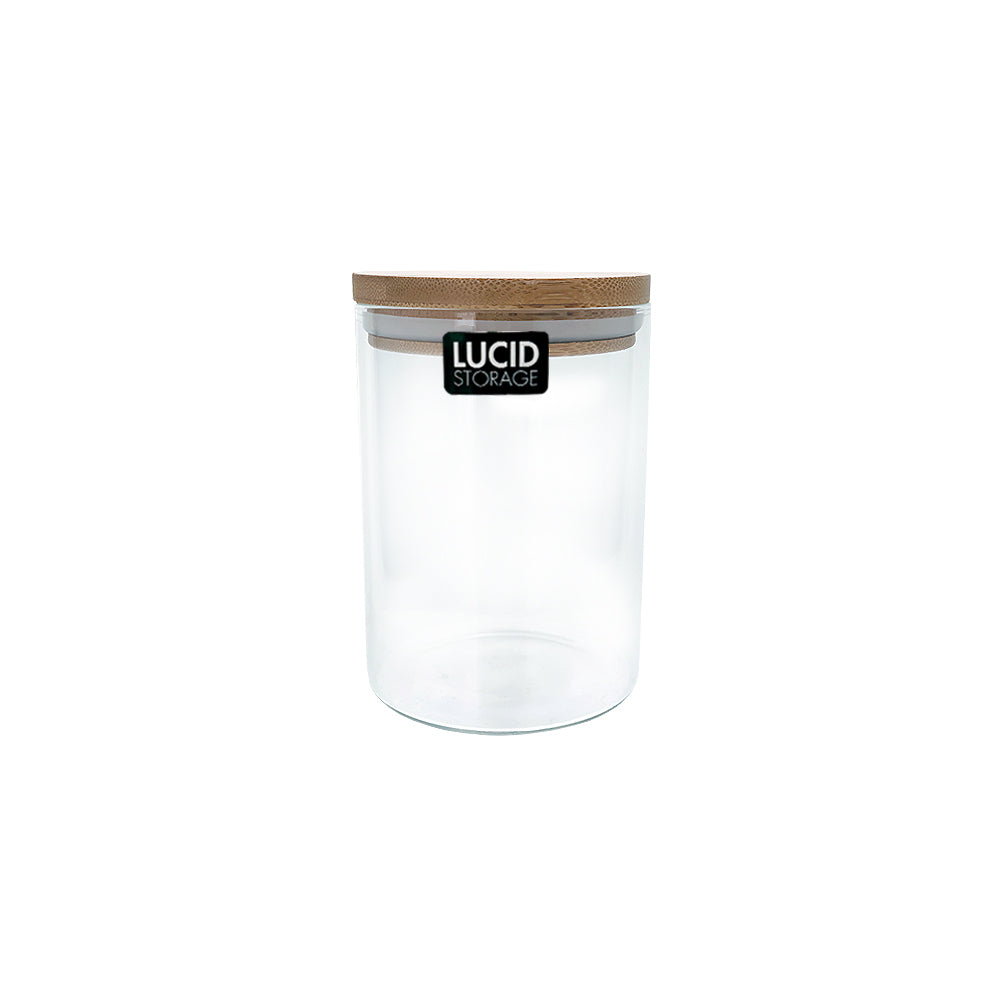 Glass Round Jar Wood Lid 600ml 12.8cm