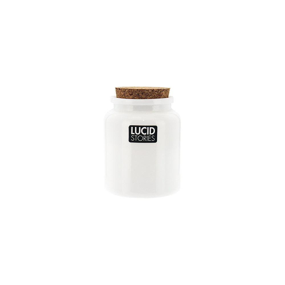 Glass Jar Opal with Cork 7.6x7.6x9.4cm 300ml