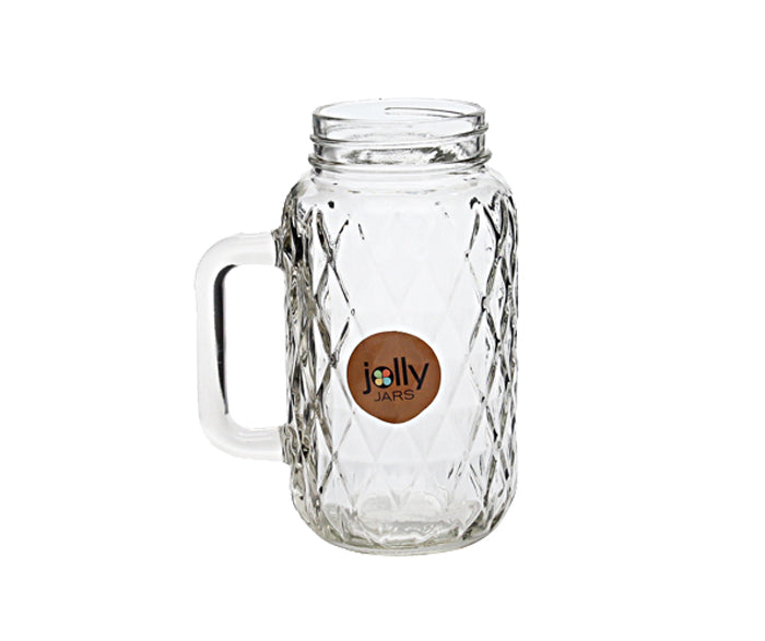 Glass Mason Jar Criss Cross Pattern 8.5x17cm