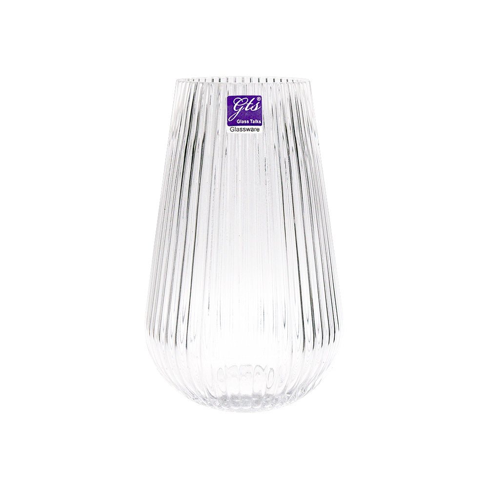 Glass Vase Stripped Cone 14x23cm