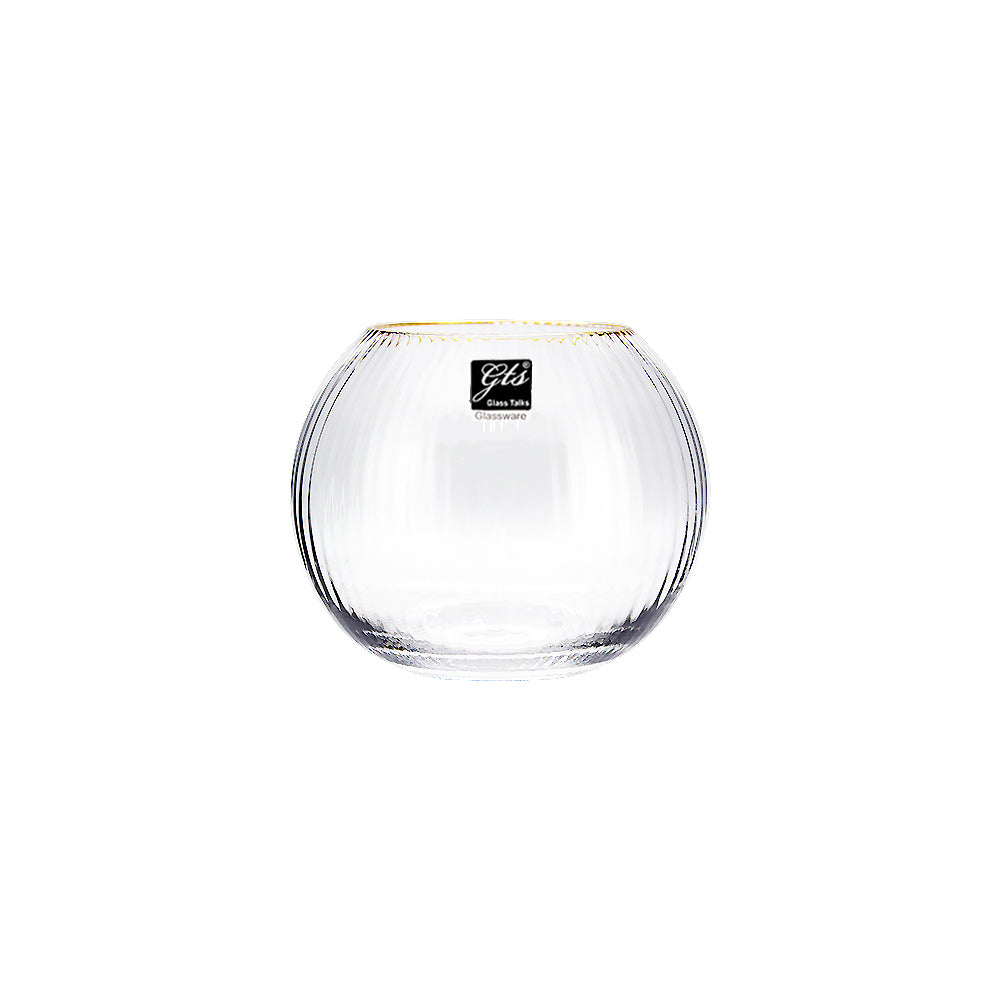 Glass Vase 9.5x13x7cm with Gold Rim