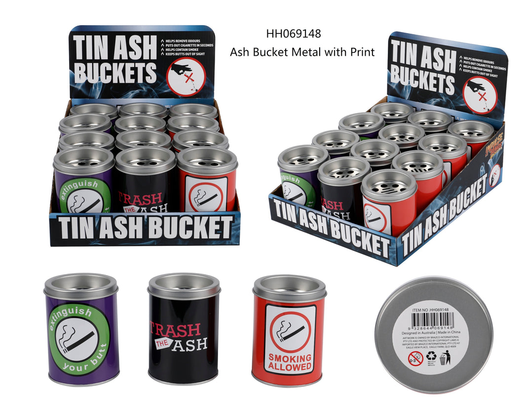 Ash Bucket Metal with Print
