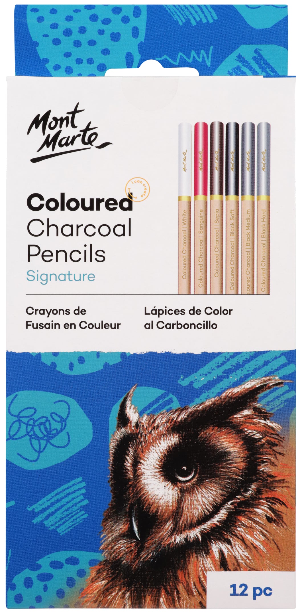 Monte Marte Coloured Charcoal Pencils 12pc