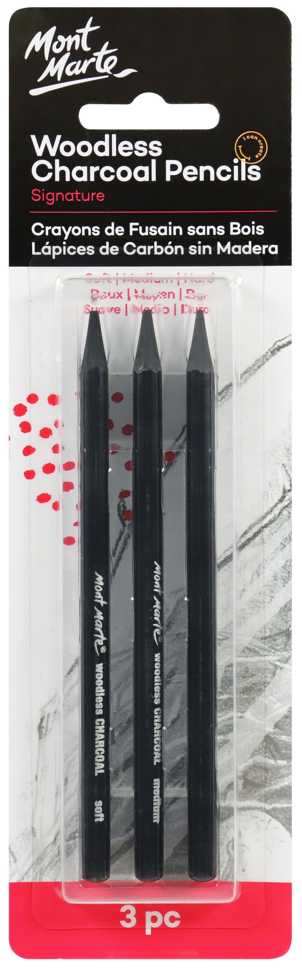 Monte Marte Woodless Charcoal Pencils 3pc