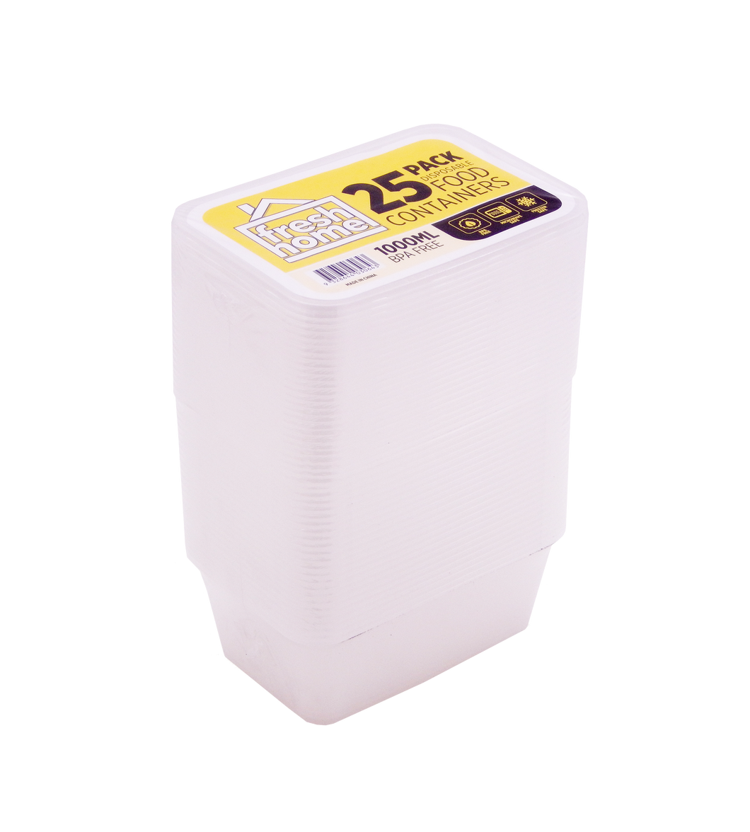 Takeaway Container Rectangle 1000ml Pk25