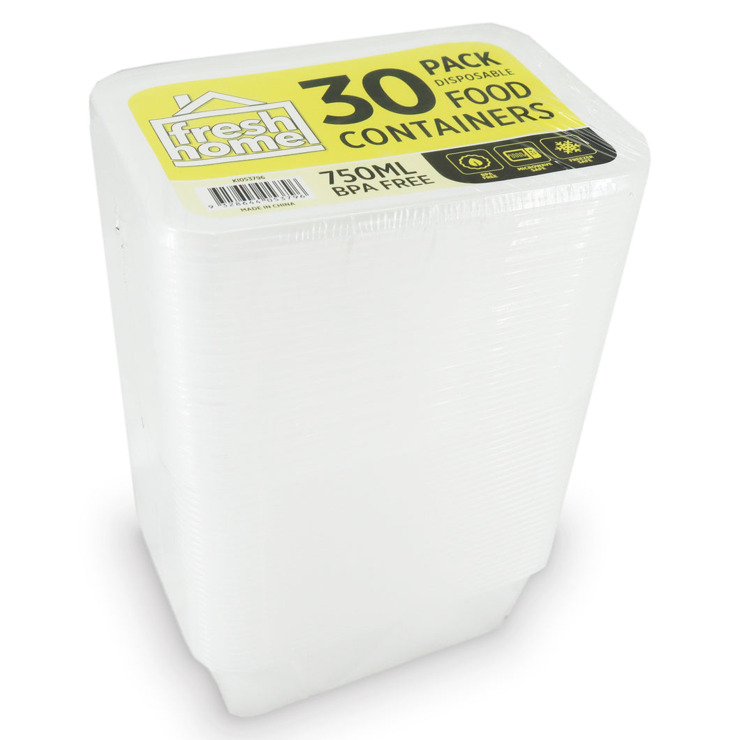 Takeaway Container Rectangle 750ml Pk30