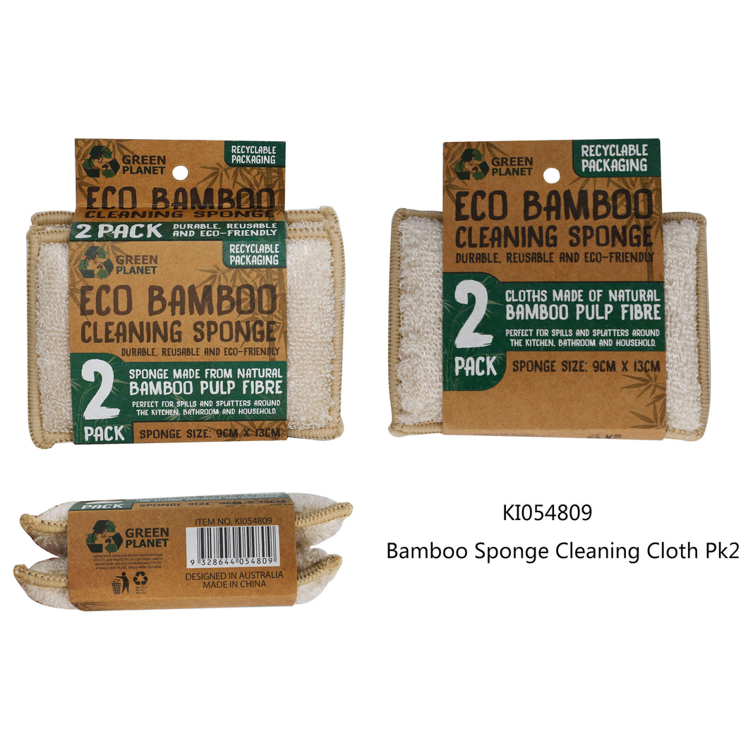 Bamboo Sponge Clean Cloth Pk2